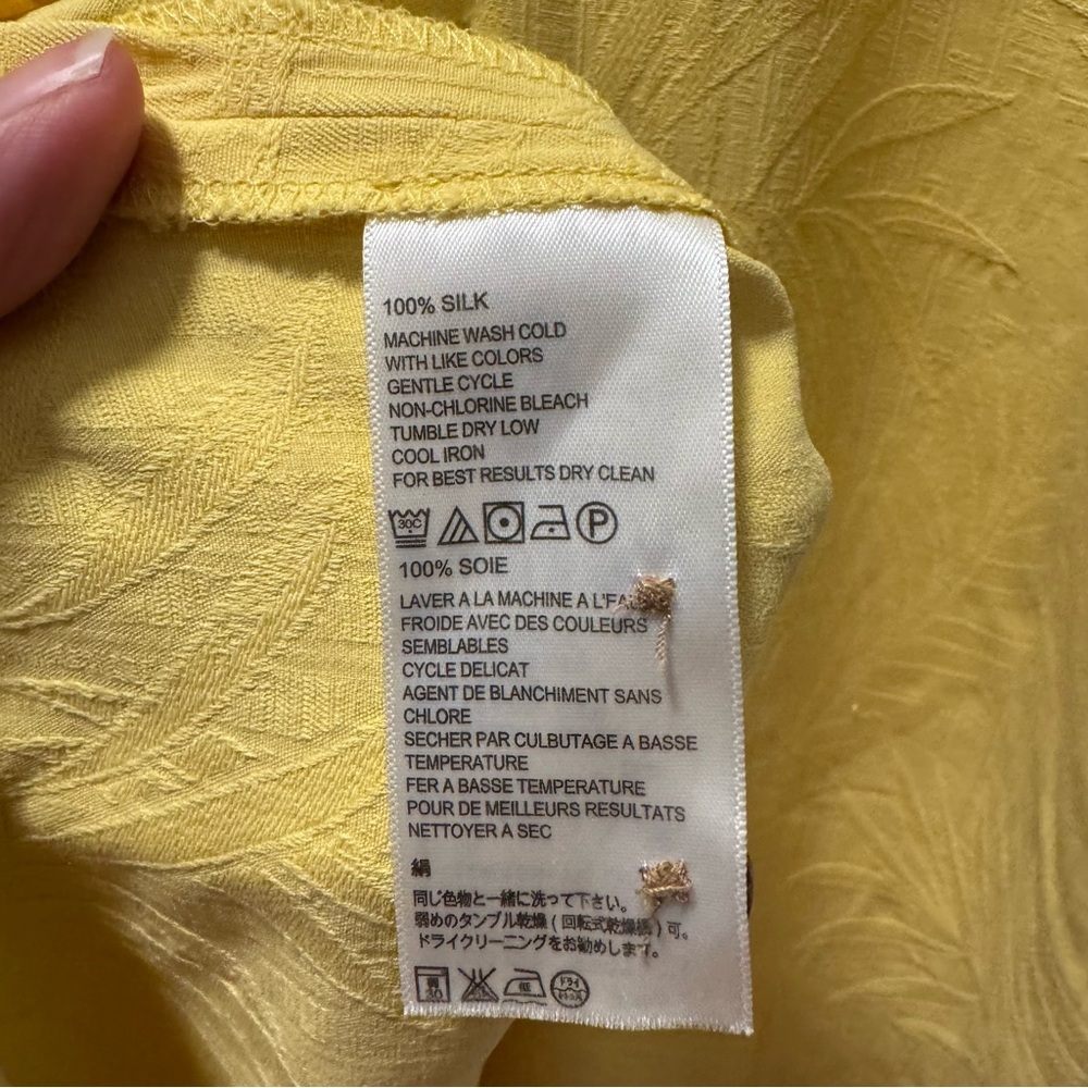 Tommy Bahama 100% Silk Shirt Men's LG Yellow Palm Print Resort - Picture 7 of 11